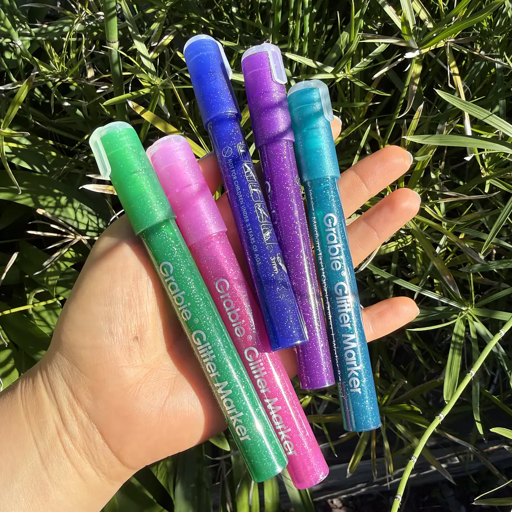 Glitter 24 colores, punta media 3m, Grabie.