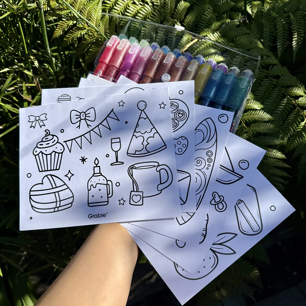 Glitter 24 colores, punta media 3m, Grabie.