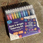 Acrilico Punta fina, Essential Joy,  12 colores + libro de colorear, Grabie. 