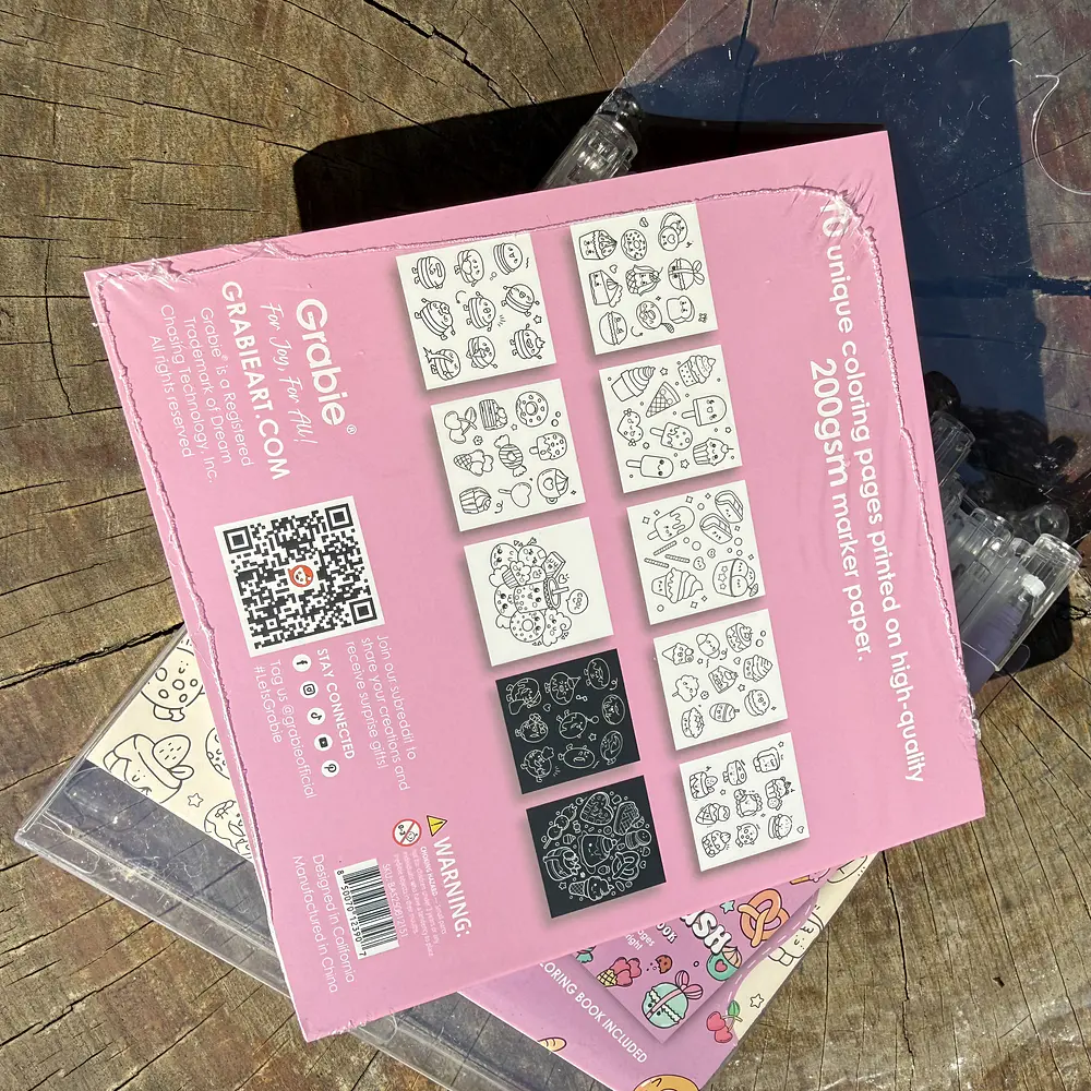 Acrilico Punta fina, Sugar Rush,  12 colores + libro de colorear, Grabie. 