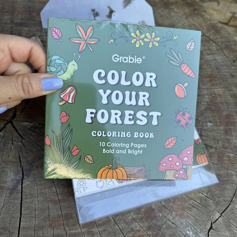 Acrilico Punta fina, Forest,  12 colores + libro de colorear, Grabie.