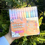 Acrílico Punta fina, Summer,  12 colores + libro de colorear, Grabie.