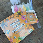 Acrílico Punta fina, Summer,  12 colores + libro de colorear, Grabie.