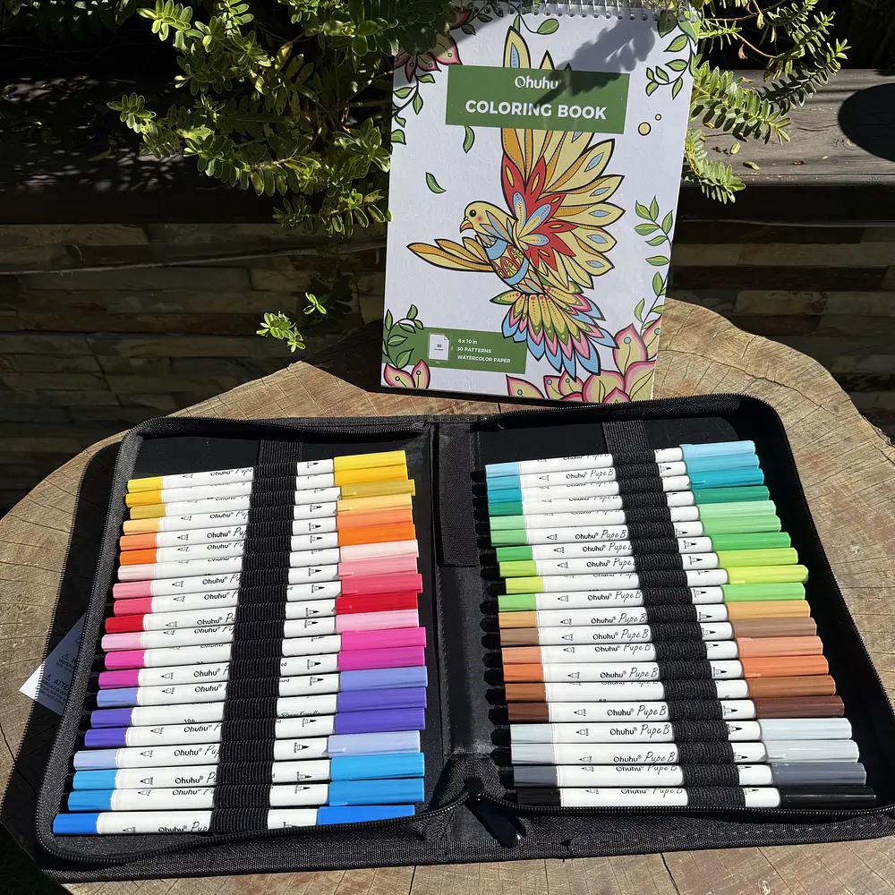 Pupe B, punta pincel y fina + coloring Book, Ohuhu.