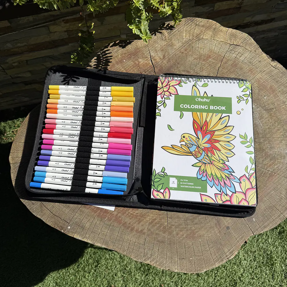 Pupe B, punta pincel y fina + coloring Book, Ohuhu.