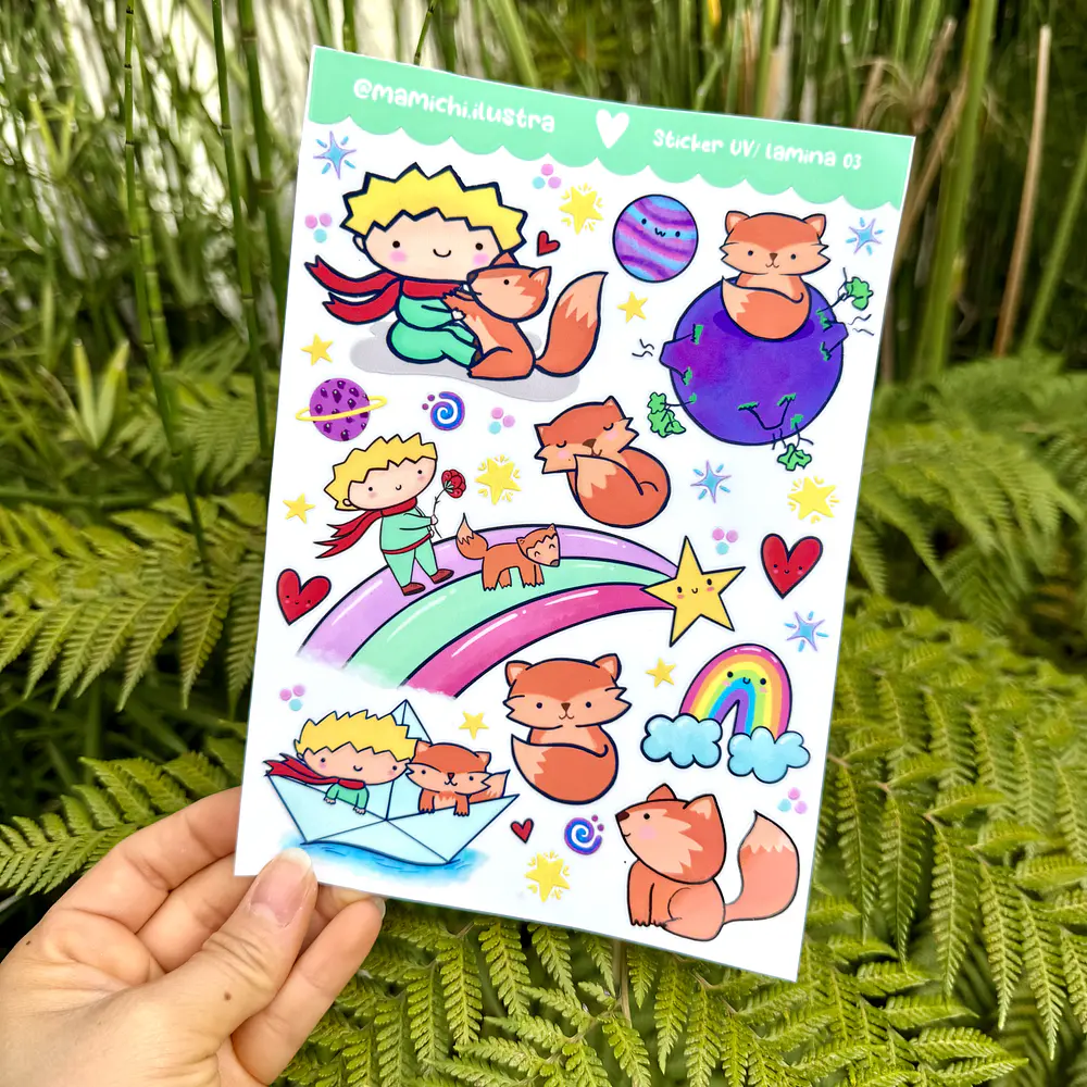 Sticker UV transfer- Pequeño Principe, lámina 3.