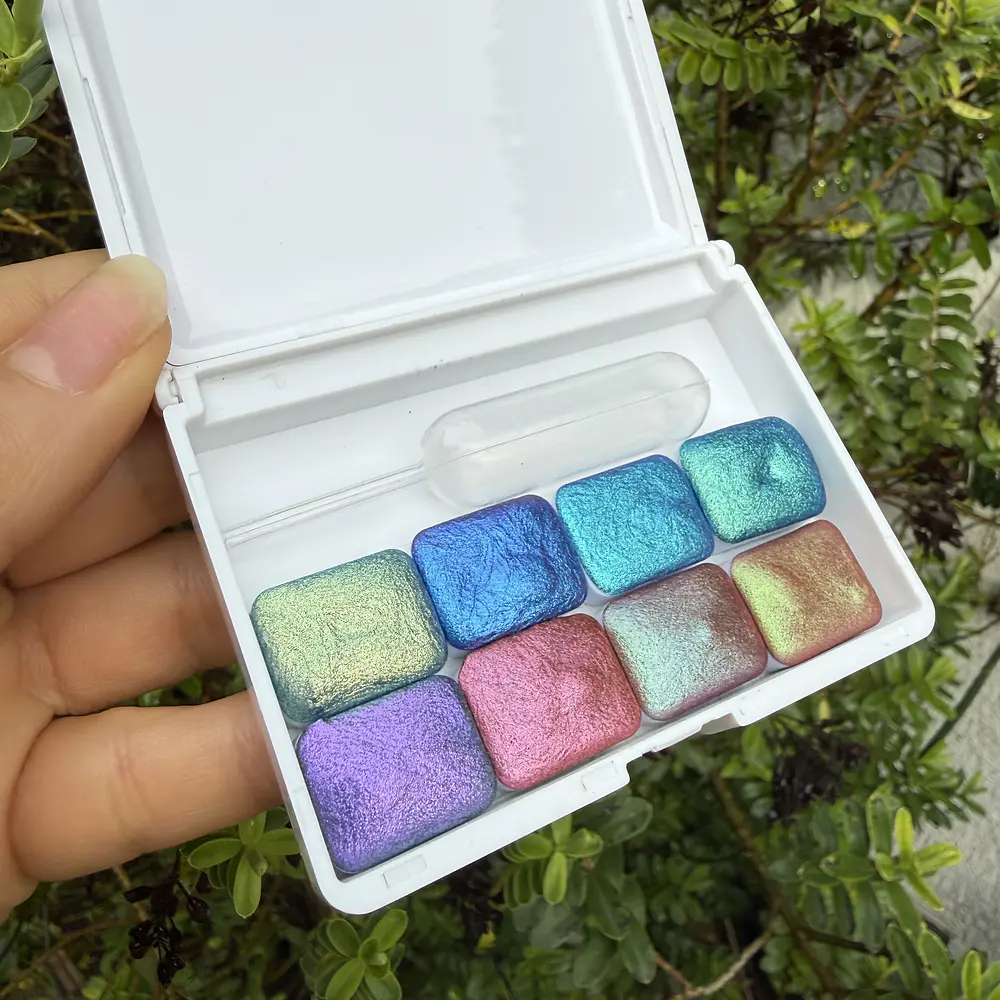 Acuarelas iridiscente AURYX, Waves 8 colores. 