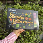 24 marcadores glitter metálicos, OHUHU, punta gruesa 3.0mm.