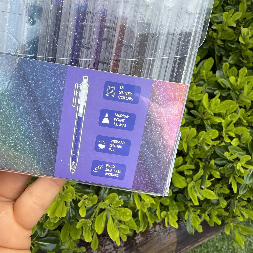 Set 18 Glitter roller gel, retractil, 1.0mm, GRABIE.