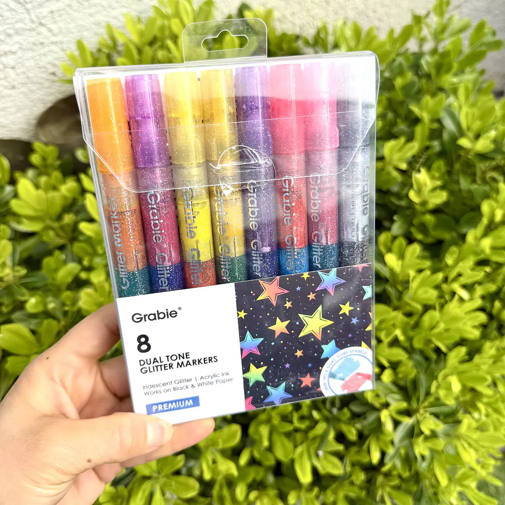 Set 8 marcadores, 16 colores Jumbo, glitter, GRABIE.