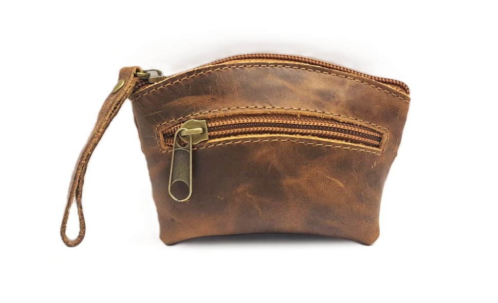 Monedero Doble Cierre 100% Cuero - Café 3