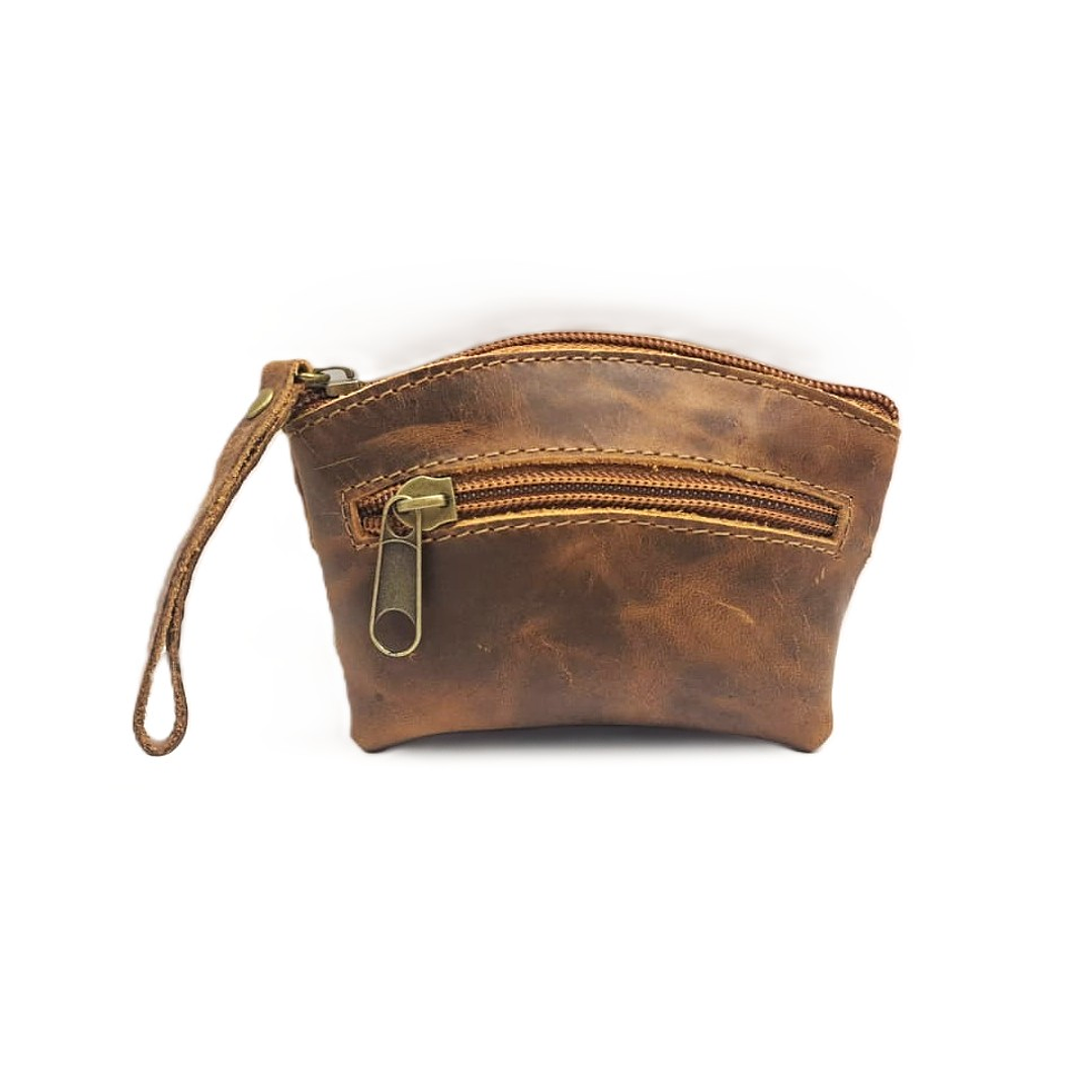 Monedero Doble Cierre 100% Cuero - Café 3