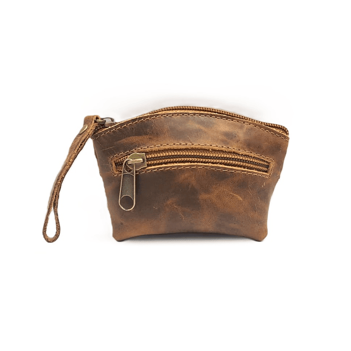 Monedero Doble Cierre 100% Cuero - Café 3