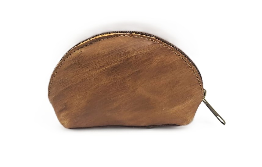 Monedero Un Cierre 100% Cuero - Café 3