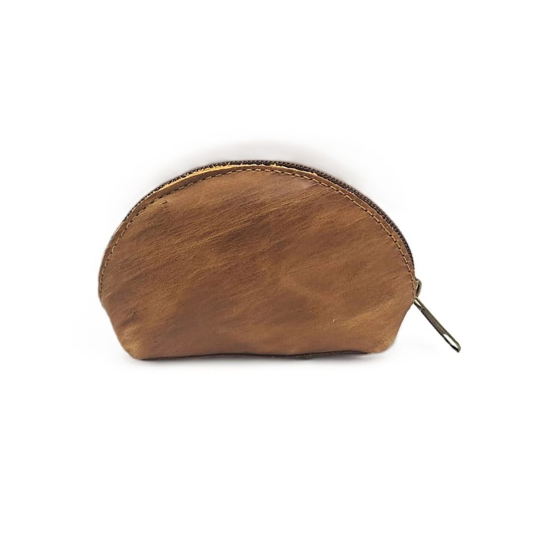 Monedero Un Cierre 100% Cuero - Café 3