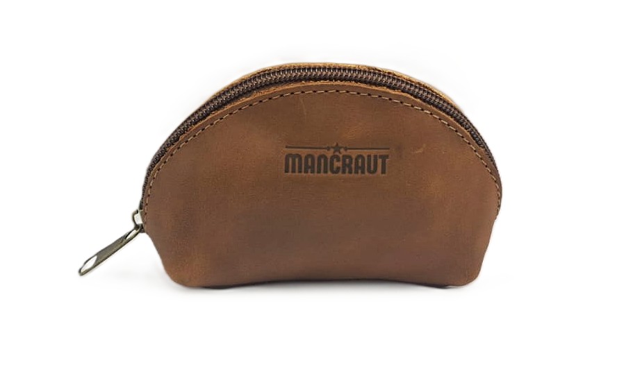 Monedero Un Cierre 100% Cuero - Café 1