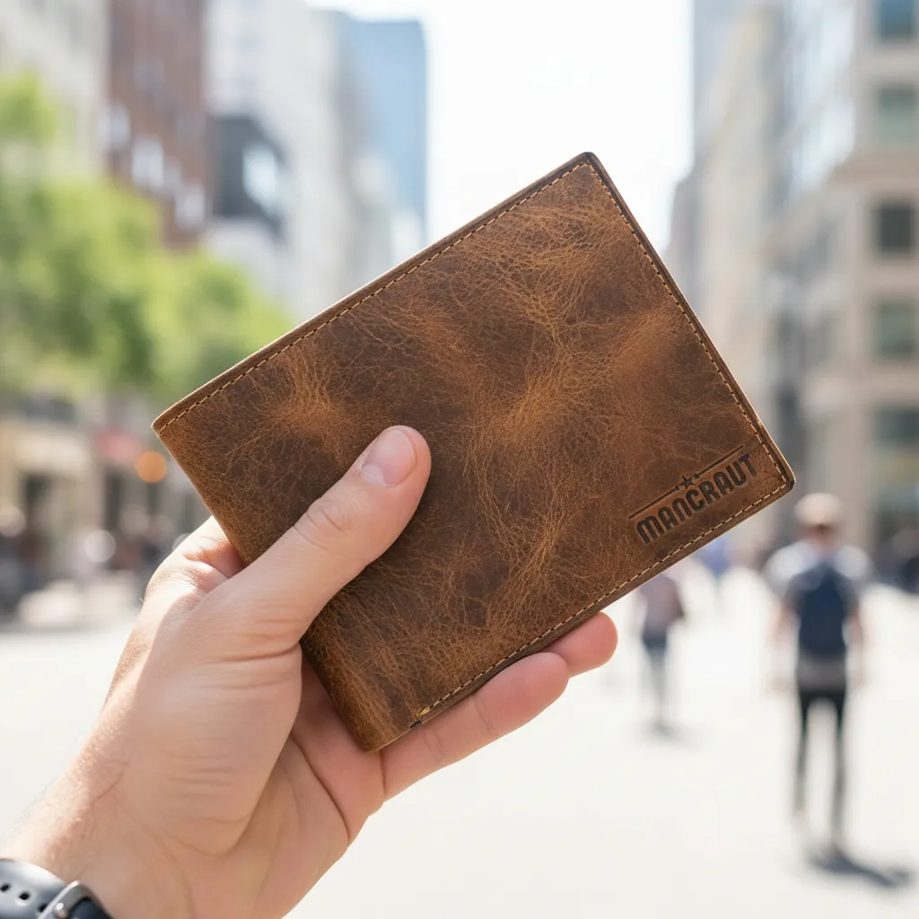 Billetera Nova 100% Cuero - Café Jaspeado 2