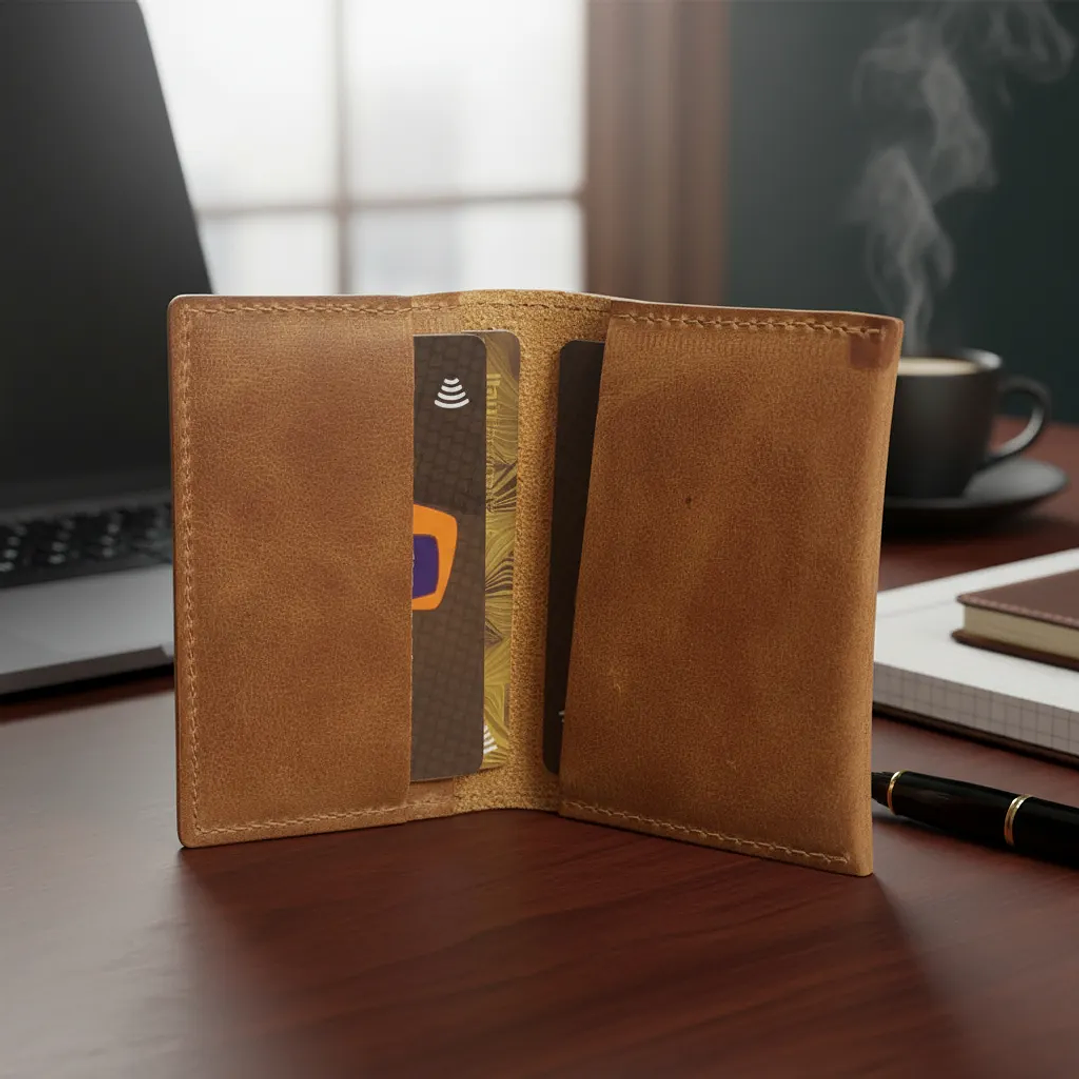 Billetera Tarjetero 100% Cuero - Café 1