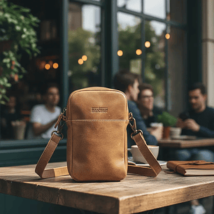 Cartera Solaris 100% Cuero - Café