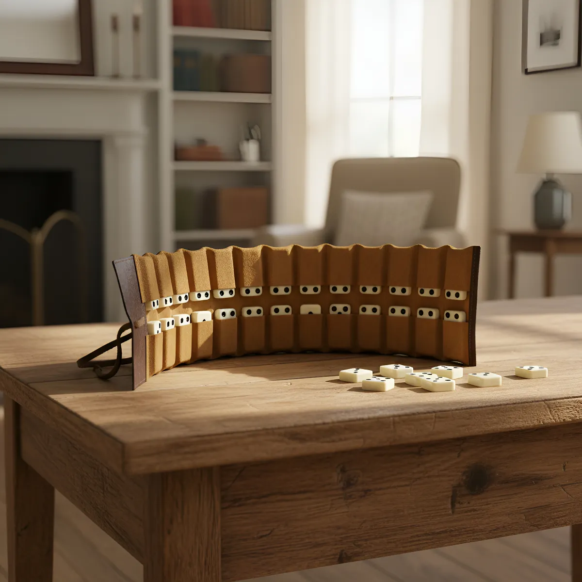 Juego de Dominó Con Funda de Cuero 2