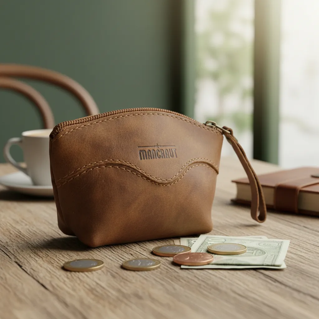 Monedero Doble Cierre 100% Cuero - Café 1