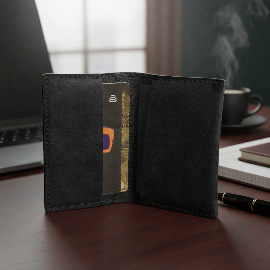 Billetera Tarjetero 100% Cuero - Negro 1