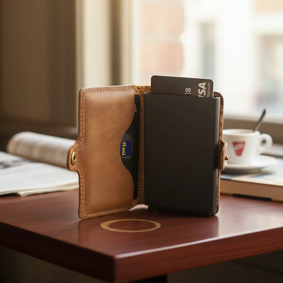 Billetera Fortis Anticlonación 100% Cuero - Café 3