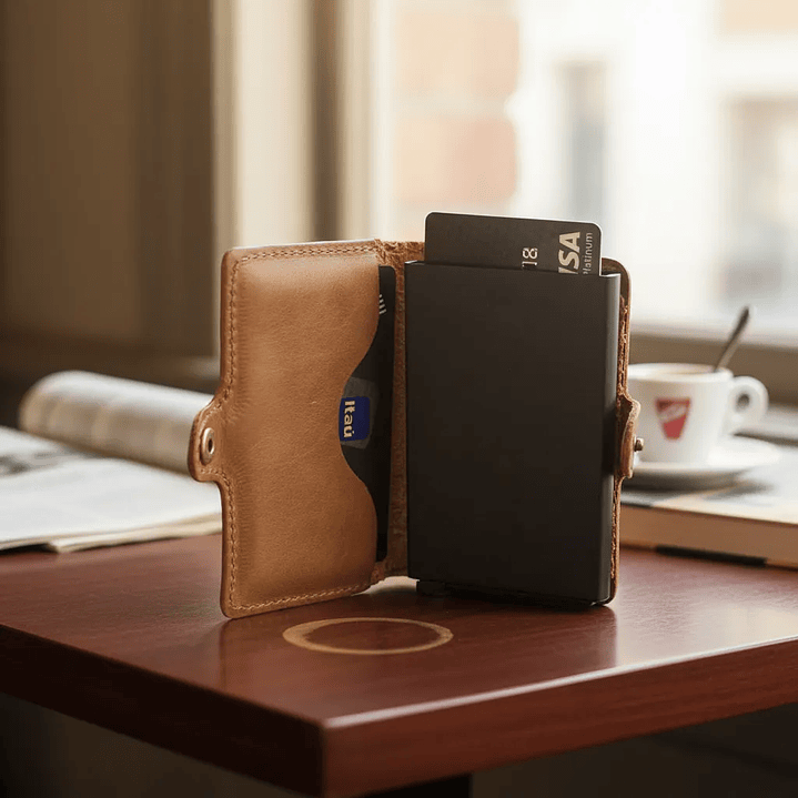 Billetera Fortis Anticlonación 100% Cuero - Café 3