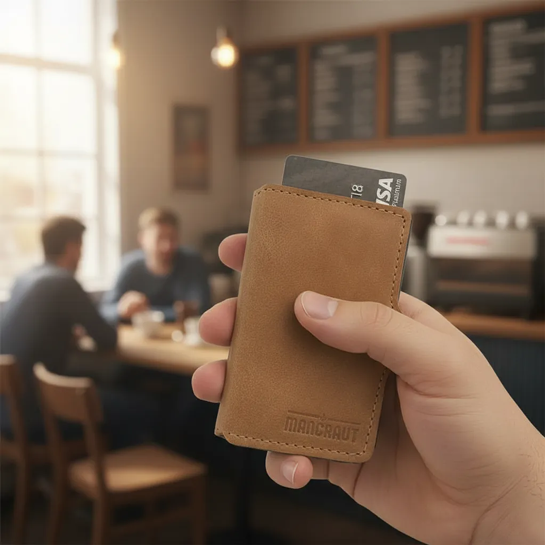 Billetera Fortis Anticlonación 100% Cuero - Café 4