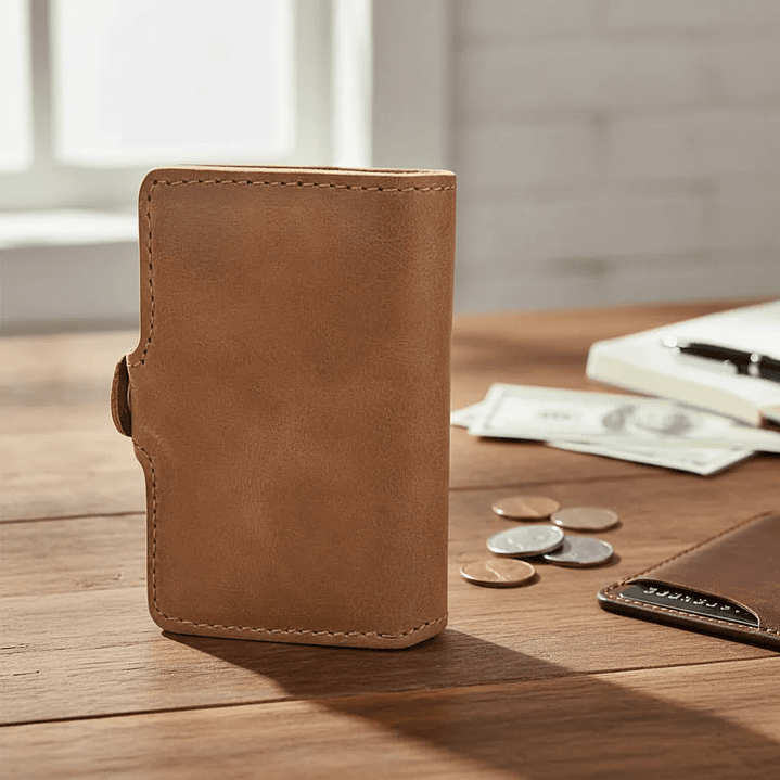 Billetera Fortis Anticlonación 100% Cuero - Café 5