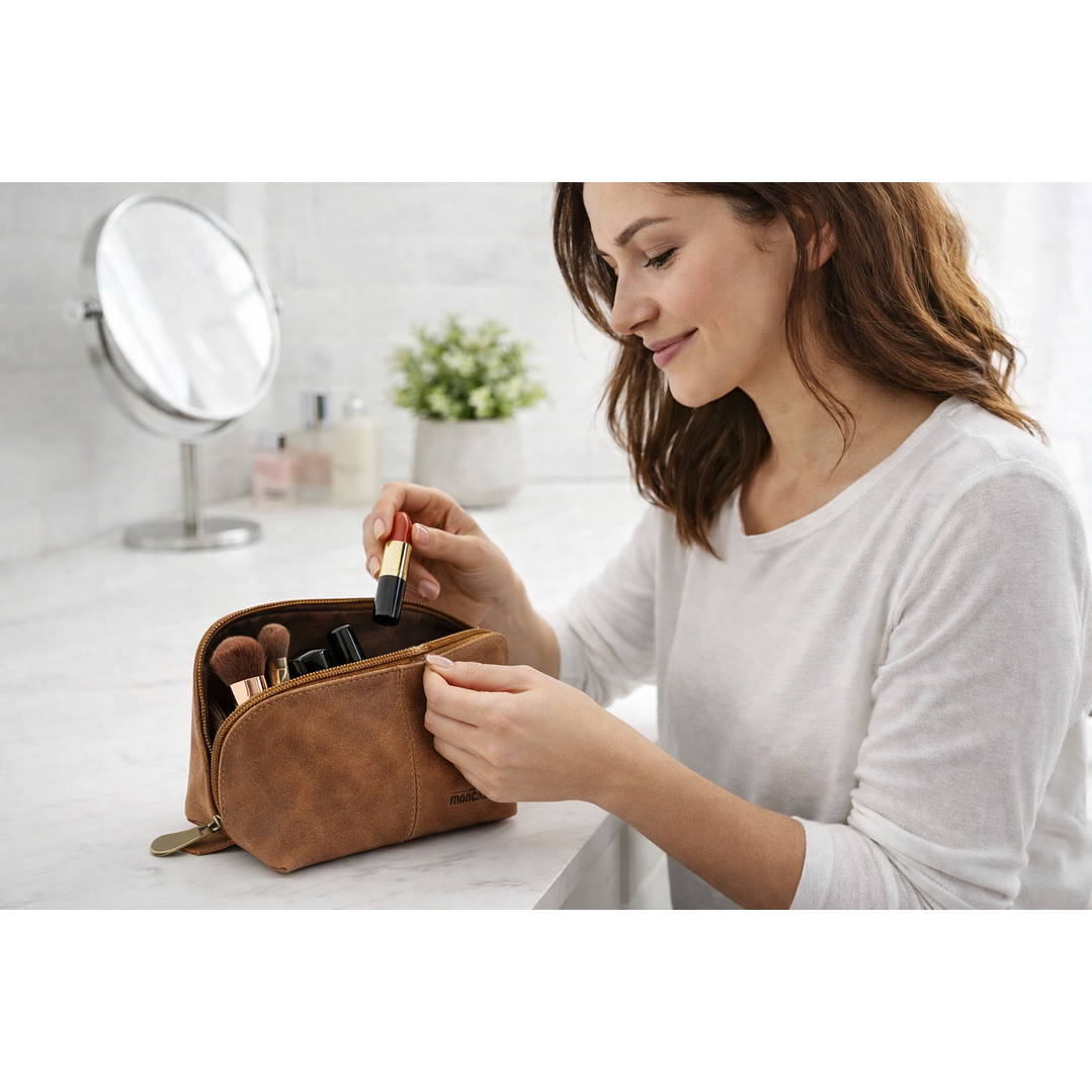 Cosmetiquero Amavita 100% Cuero - Café 7