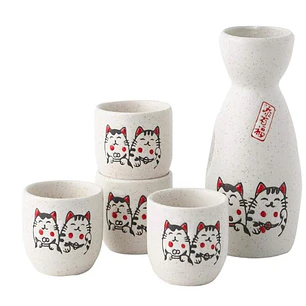 Set de Sake japones diseño  gatito