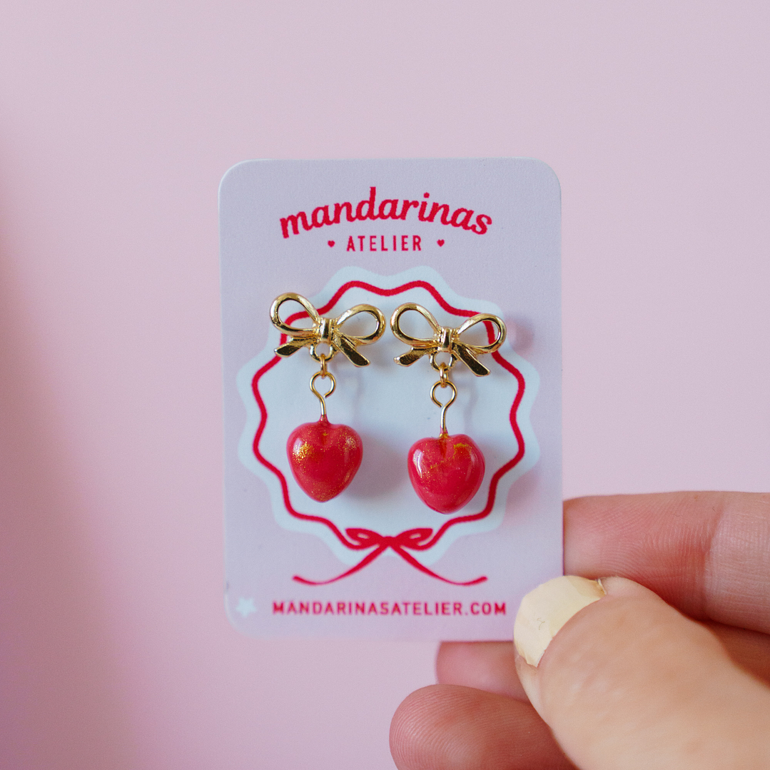 Aros Corazón Rojo 4