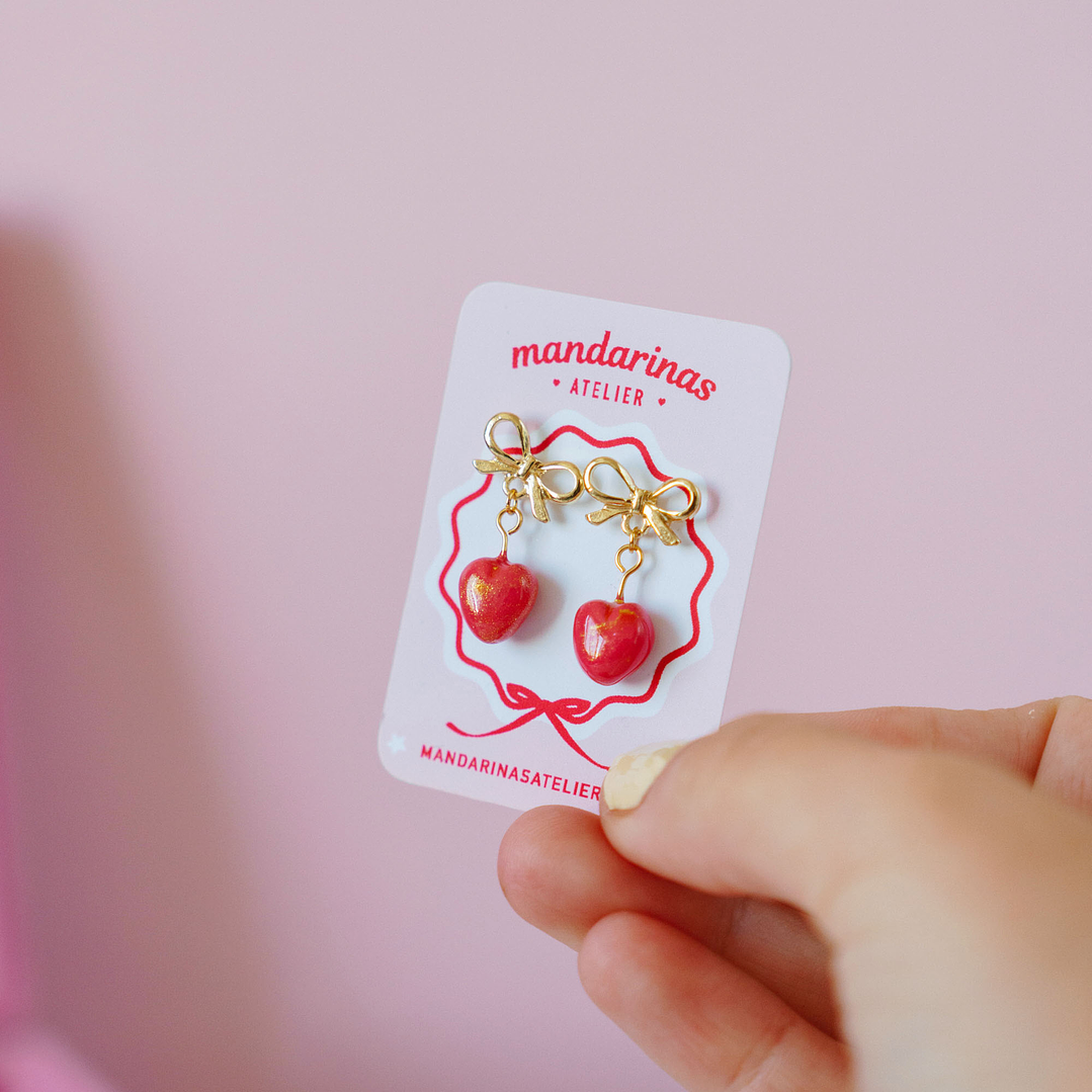 Aros Corazón Rojo 1