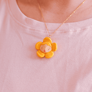 Collar Carita Flor Amarilla