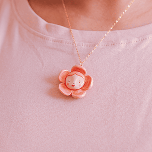 Collar Carita Flor Rosada