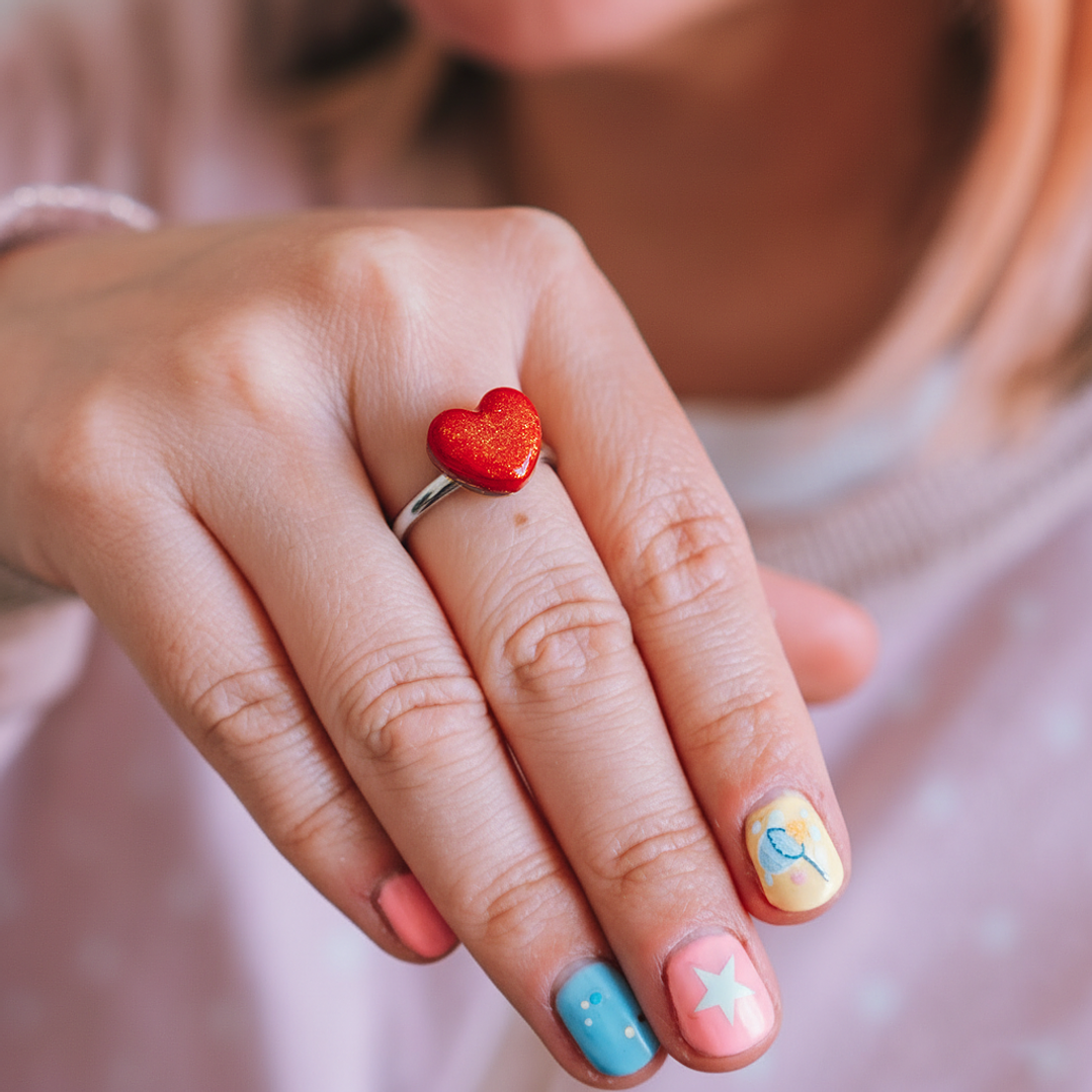 Anillo Corazon Rojo Ajustable 5