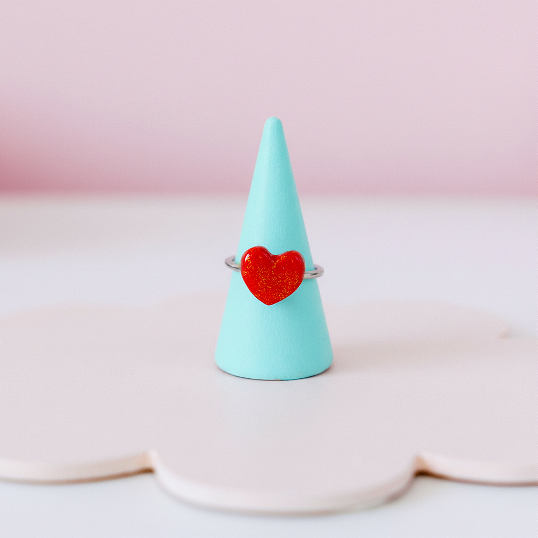 Anillo Corazon Rojo Ajustable 6