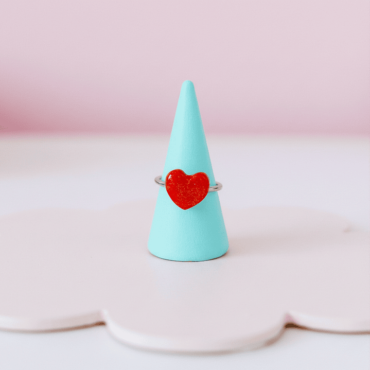 Anillo Corazon Rojo Ajustable 6