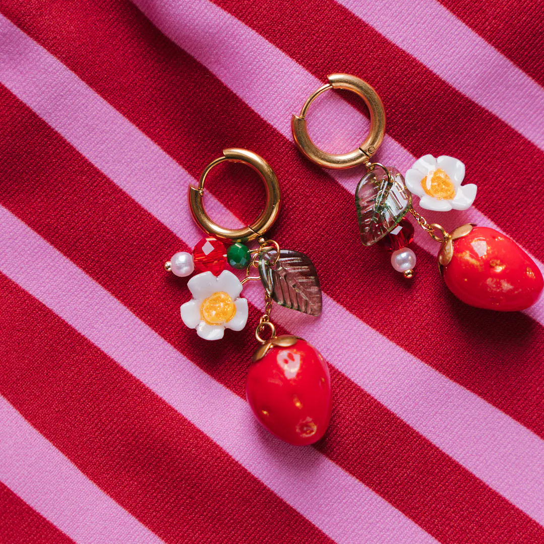Aros Frutilla Flor 3