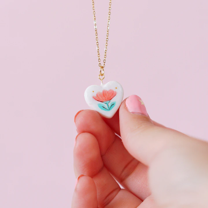 Collar Medalla Corazón Flor 1