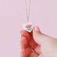 Collar Medalla Corazón Flor - Miniatura 1