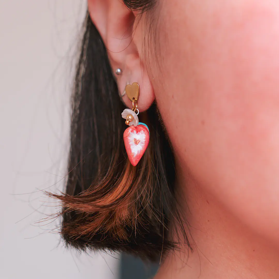 Aros Frutilla Corazón 2