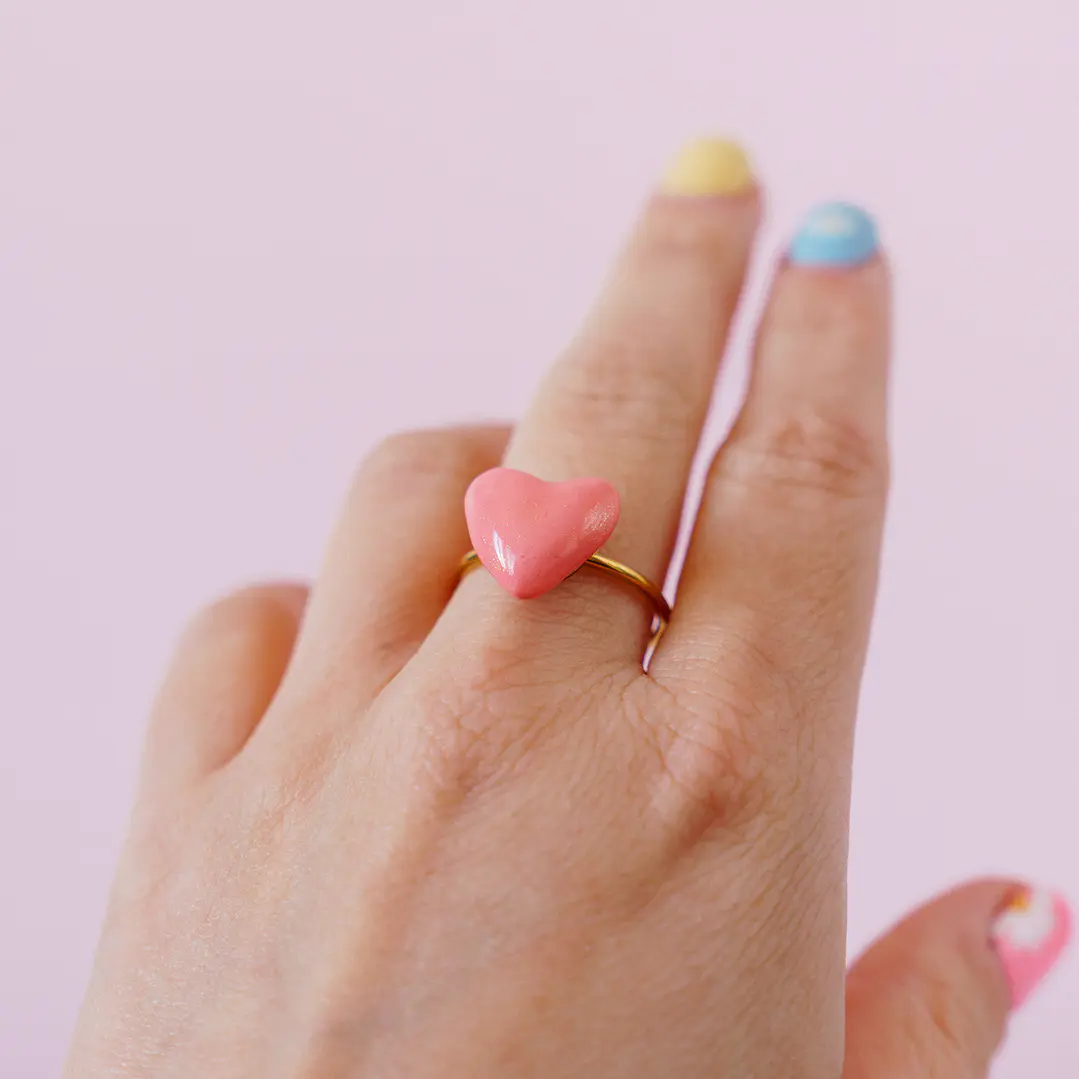 Anillo Corazón Rosa Ajustable 1