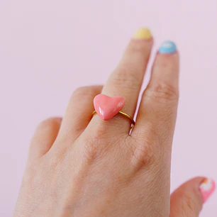 Anillo Corazón Rosa Ajustable