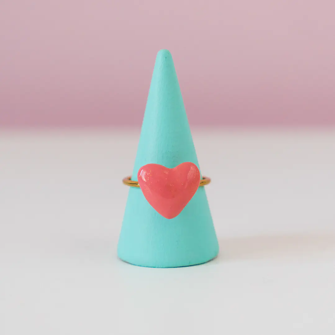 Anillo Corazón Rosa Ajustable 2