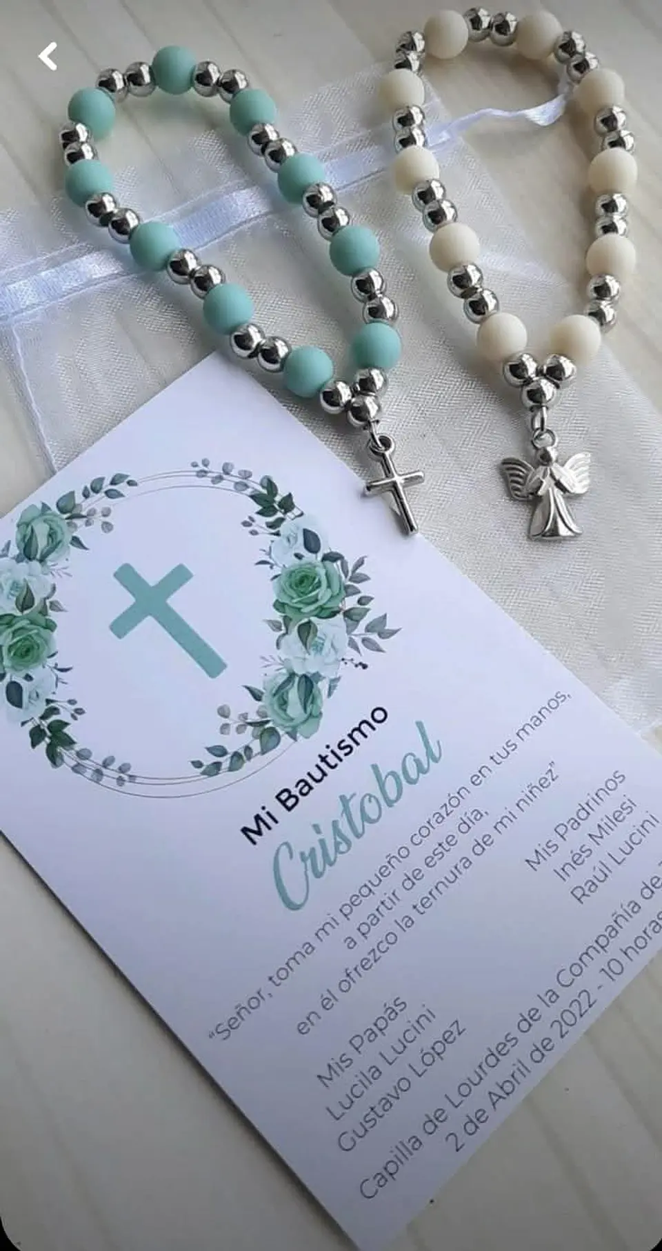 Denario con Tarjeta y bolsa organza 1