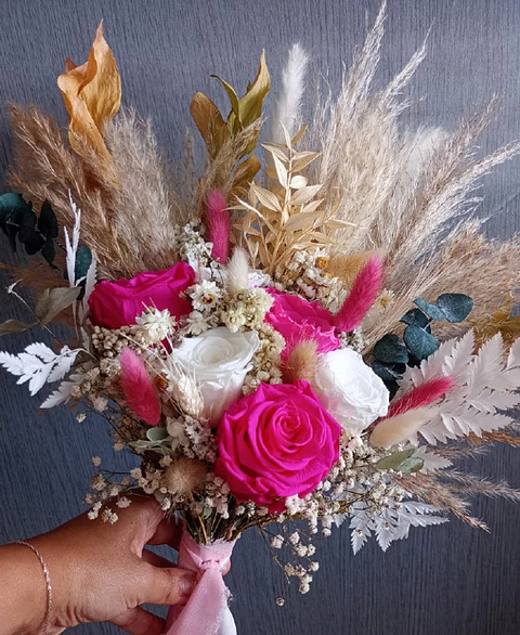 Ramo de Novia Preservado Boho. Modelo Abanico.