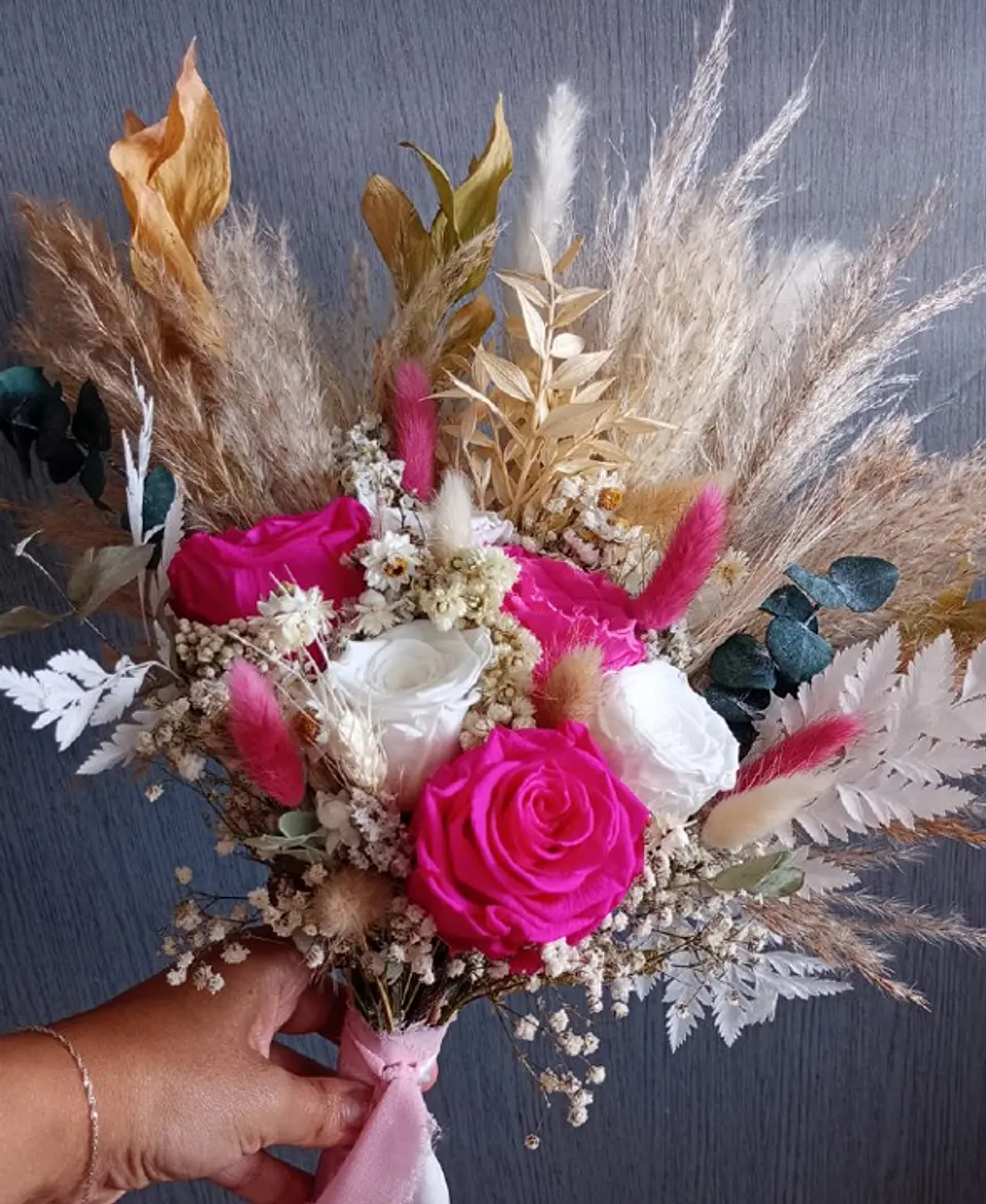 Ramo de Novia Preservado Boho. Modelo Abanico. 1
