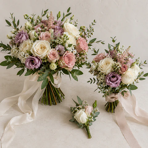 Pack Floral Personalizado. Ramo novia + Ramo soltera + Boutonniere. 